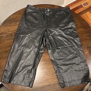 Maeve Black Faux Leather Capris
